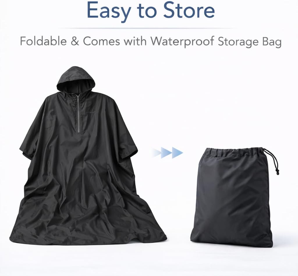 moovon Waterproof Wheelchair Poncho Rain Cover for Electric Wheelchair & Mobility Scooter, Full Body Rain Cape with Hood, Universal Wheelchair Accessories for Adults & Seniors