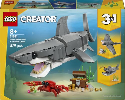 LEGO Creator 3-en-1 Le redoutable Requin et Le Coffre au trésor 31381