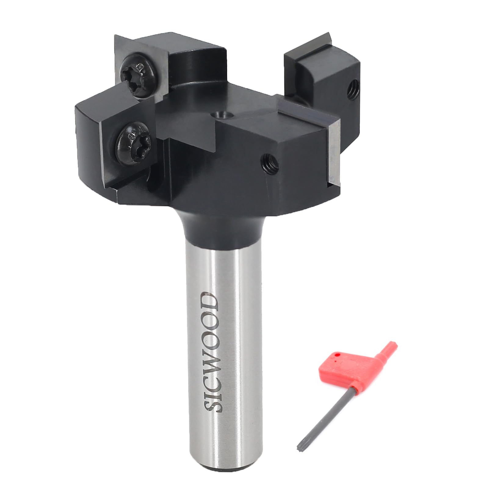 Slab Flattening Router Bit 1/2 Shank, 4-Flute 2" Cutting Dia, Insert Carbide CNC Spoilboard Surfacing Router Bit, Wood Planer Planing Bit for