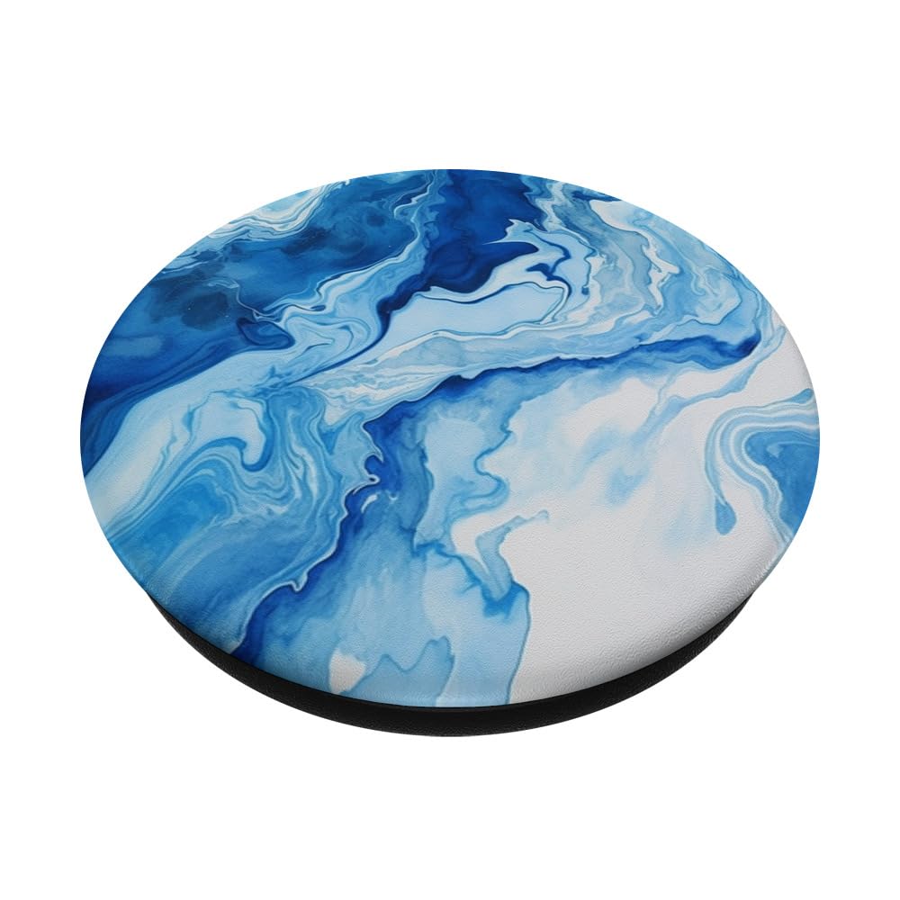 PopSockets PopGrip Mit Blauem Marmor-Aquarell Design – Klebender Handy-Griff