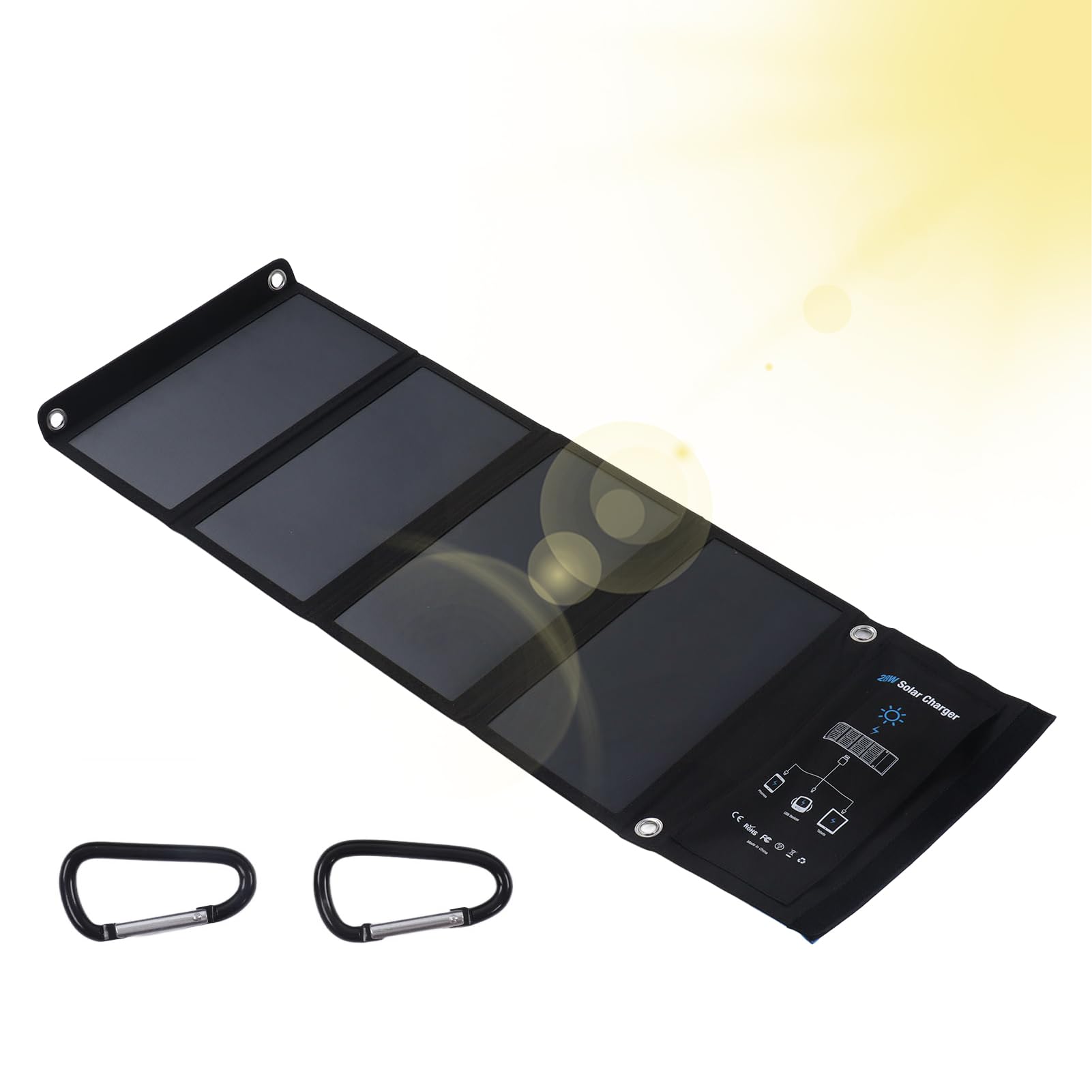 DC5V 28W Cargador de teléfono Solar portátil Cargador de Panel Solar de Alta eficiencia a Prueba de Agua Banco de energía Solar Batería Externa para Exteriores para tabletas y Sen, Cargador Solar,
