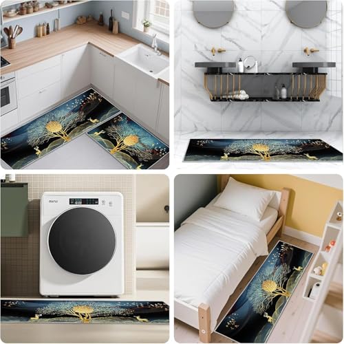 Image of Yagzon 2 Pcs Kitchen Mats, Waterproof Memory Foam Kitchen Rugs, Standing Desk Mat Floor Mats Standing Desk Mat Floor Mats, Comfort Runner Rug Carpets for Kitchen Floor Laundry, and Hallway