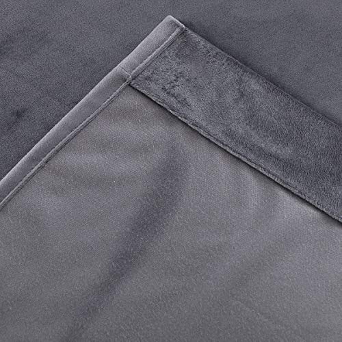 Hcily Blackout Velvet Curtains Gray 63 Inch Thermal Insulated For Bedroom 2 Panels (W52'' X L63'', Grey) #TOP3