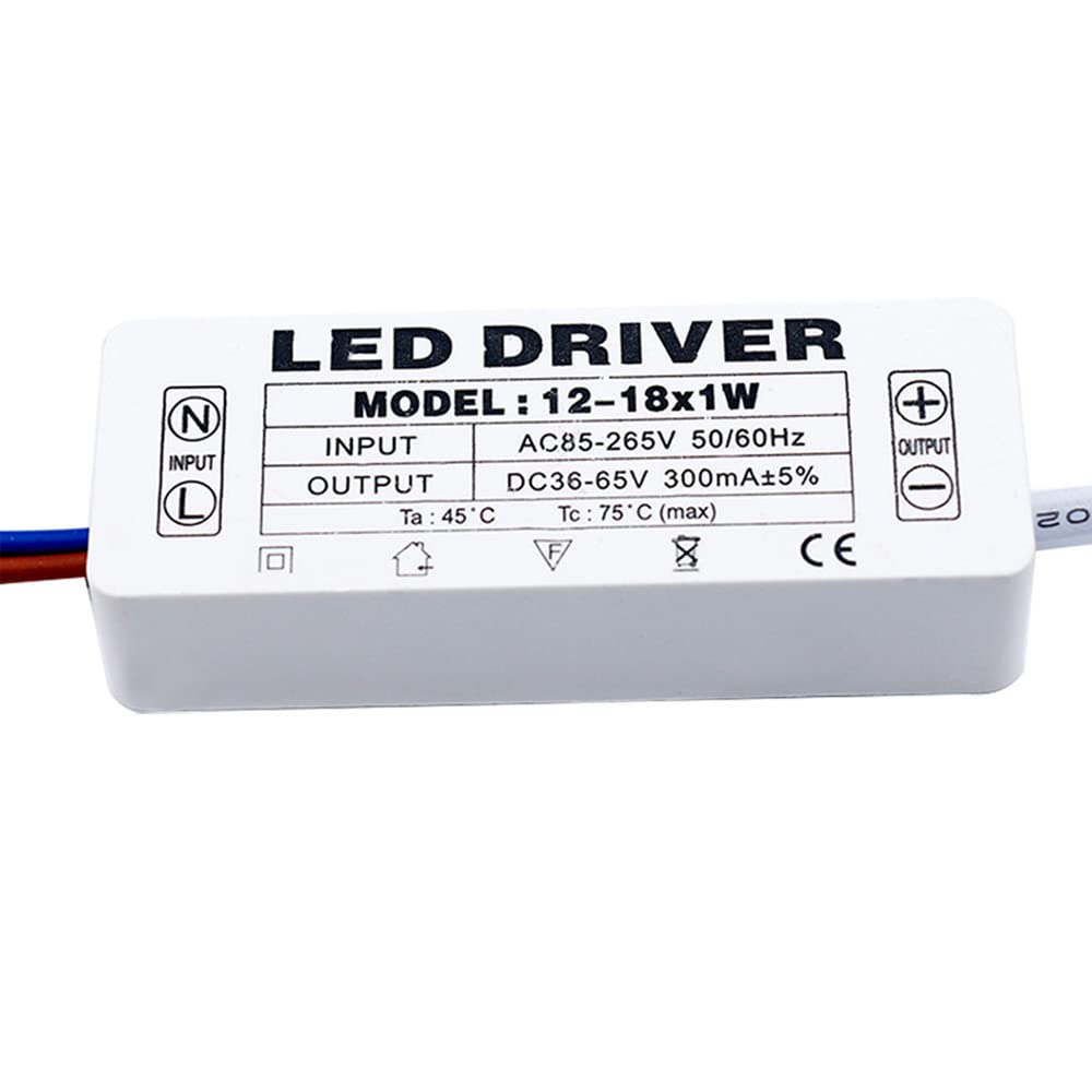 YSSMAO LED Driver 300ma 1-3w 4-7w 8-12w 18-25w 36w 300ma LED Power Supply Adapt Unit AC85-265V LED Lights Transformers Driver for LEDs,18W