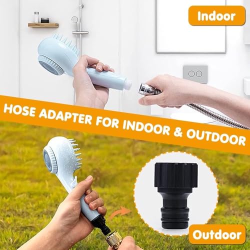 Haustier-Badebürsten-Sprühset, Haustier Duschsprüher, Hundebadebürste mit weicher Bürste und Adaptern für drinnen und draußen, Baden, Pflegen, Massieren und Waschen