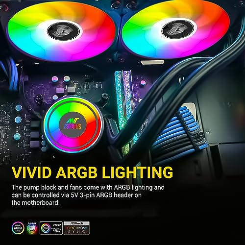 Ant Esports ICE-240 240mm Addressable RGB 2600RPM AIO I CPU Liquid Cooler - Black I Support Intel - LGA115X/1200/1700/1366/2011/2066 , AMD -... - Image 5