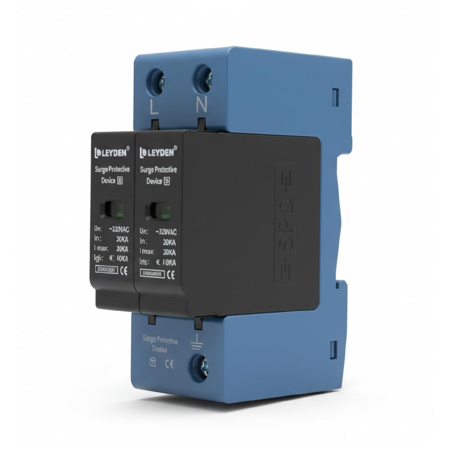 LEYDEN® SPDAC-2P AC Surge Protective Device (SPD) 320VAC | 20kA in, 40kA Imax | Up ≤ 1.5kV | DIN Rail Lightning Surge Protector for Distribution Boards — Amazon image 3