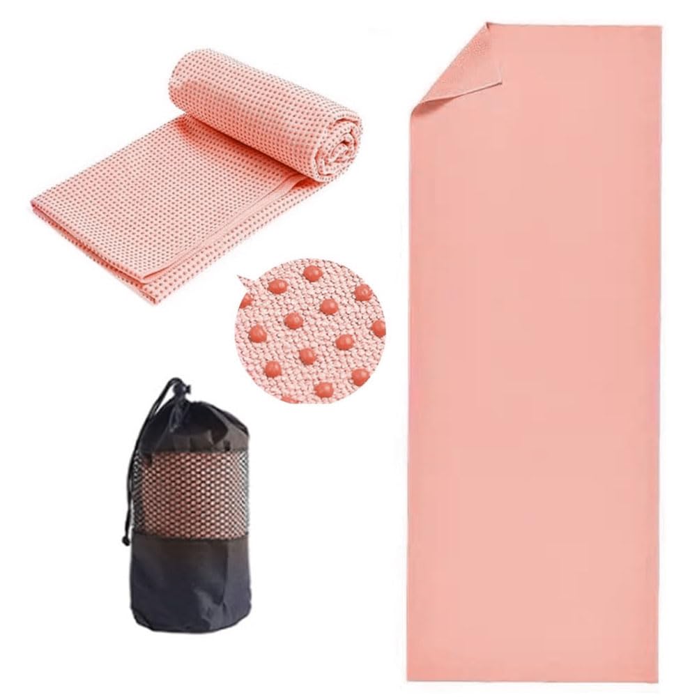 Yoga Towel Yoga Mat Towel Non Slip Hot Yoga Towel Quick Dry Fitness Mats Towel Ultra Soft and Sweat Absorbent Grip Dot Washable Grip Towels With Free Mesh Carry Bag — image 1