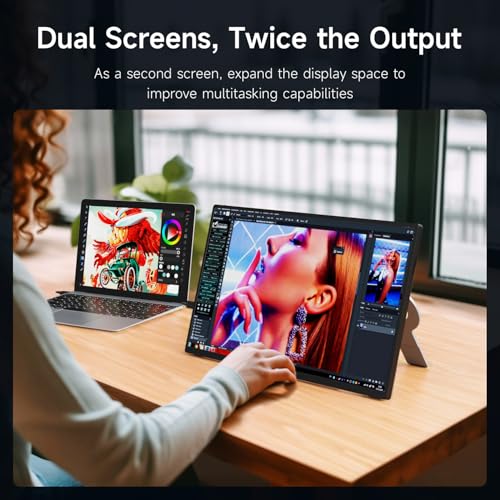 Image of AYY Portable Monitor 18.5 Inch 100Hz 100% sRGB,1080P FHD IPS Large Portable Monitor with Kickstand,for Laptop HDMI HDR USB C Mac PC Xbox PS4 /5 Switch