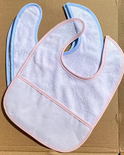 Image of 7pcs Blue Edged Series Cotton Cross Stitch Baby Bib,16 count aida fabric pocket,100% cotton, Blank Bib to Cross Stitch