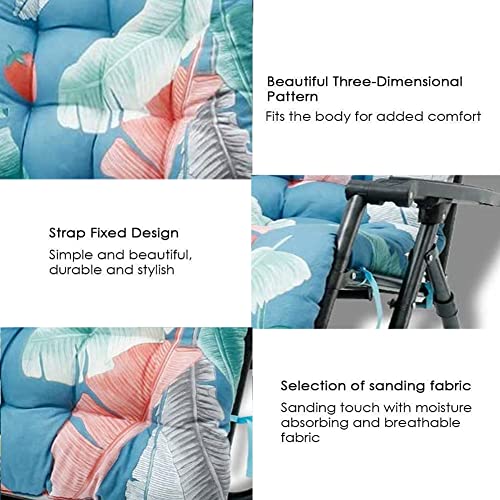 Srutirbo 67 Inch Patio Lounge Chair Cushion, Indoor Outdoor Floral Printed Sun Lounger Pad Replacement with Ties, Rocking Chair Sofa Cushion Non-Slip High Back Chair Cushions (A)