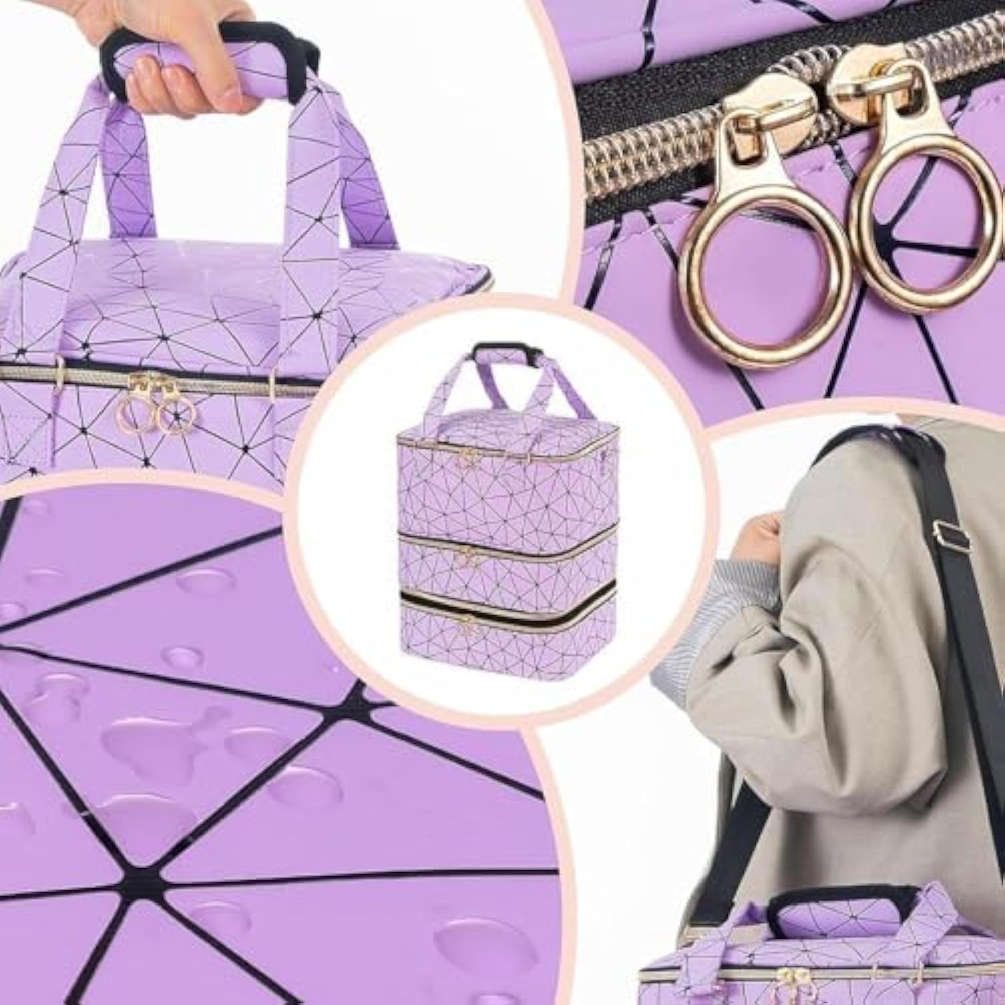 Nail Polish Organizer Case, 3 Layer Portable Cosmetic Bag