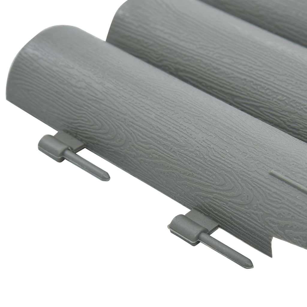Lot de 36 bordures de pelouse grises en polypropylène - Longueur : 10 m - Robuste - Pour pelouses et parterres de fleurs - Bordure de pelouse résistante aux UV - Design bois pour l'aménagement
