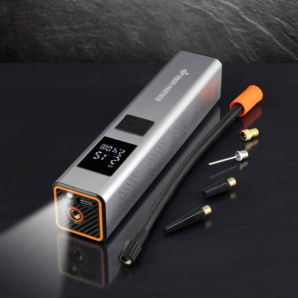 Akku-Luftpumpe 150 PSI, Manometer, USB-C, Auto, Motorrad