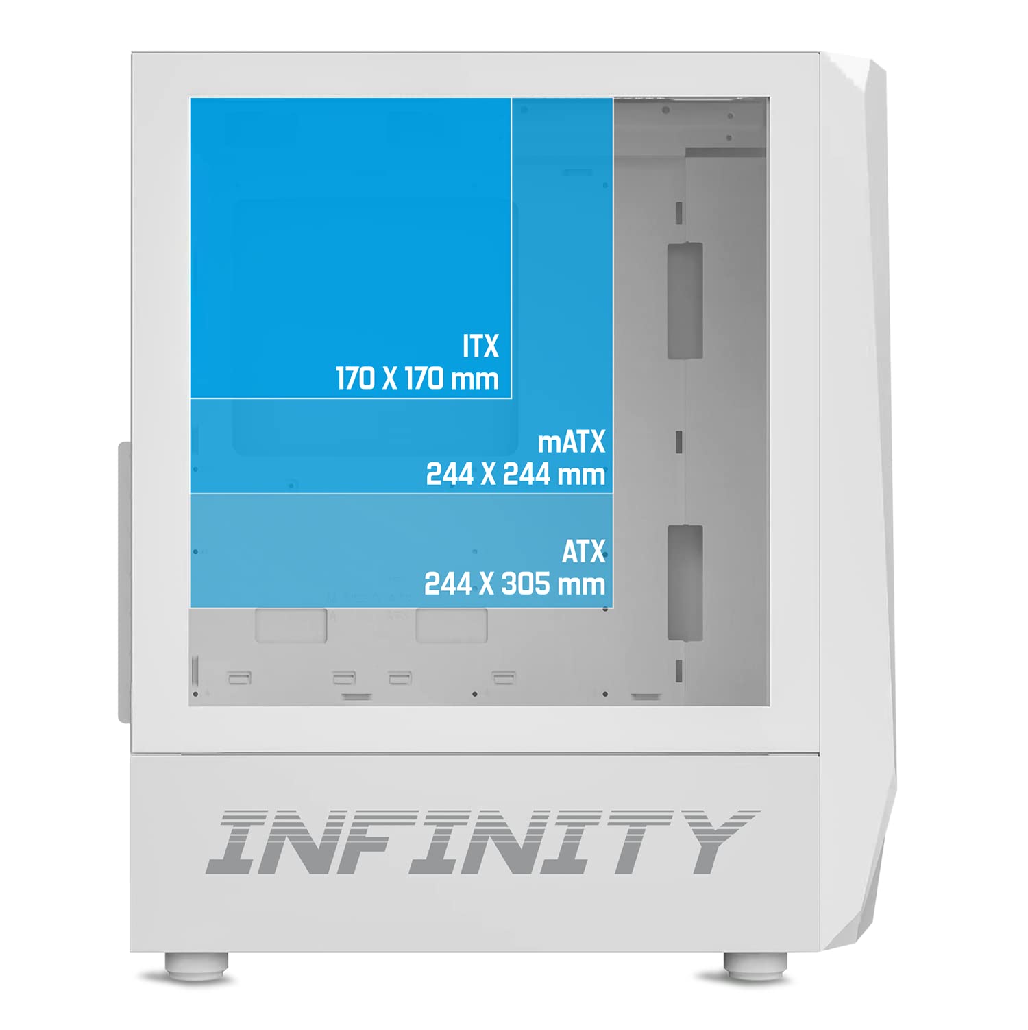 Spirit Of Gamer - INFINITY ARTIC | Case PC Gaming ATX Bianco | Case Mid Tower RGB con Pareti Laterali in Vetro Temperato | Compatibile con ATX, Micro ATX, ITX | 2 Ventole per PC da 120 mm con 1 ARGB