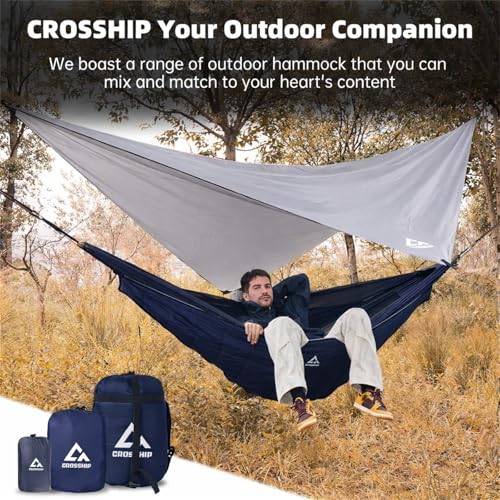 Image of Camping Hammock with Mosquito Net, Underquilt & Rain Fly Tarp