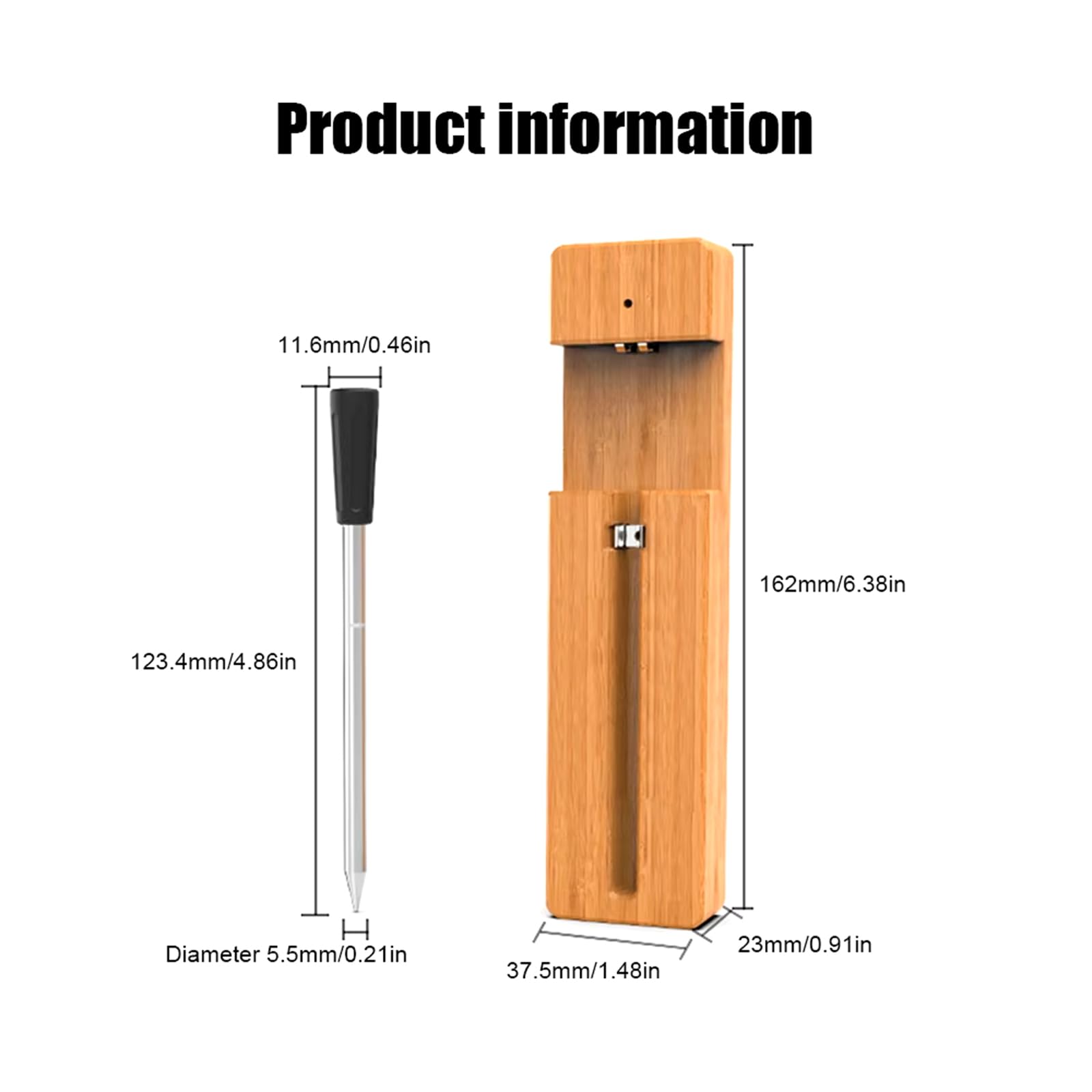 Termómetro de carne inalámbrico inteligente, termómetro de carne Bluetooth de alcance de 100 pies con aplicación gratuita e IPX7 resistente al agua, sonda dura 16 horas, termómetro de alimentos