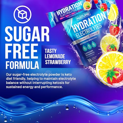 Electrolytes Powder Hydration Packets – Recovery Drink Mix with Sodium, Potassium, Magnesium, Calcium, Vitamin C & Zinc – Sugar Free, Keto, Non GMO & Vegan – Strawberry Lemonade – 16 Sticks - Thumbnail 5