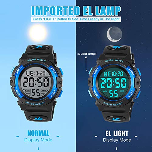 Kids Watches for Boys, Outdoor Waterproof Digital Sports Watch with Alarm/Stopwatch, Childrens Digital Wrist Watches for Teenagers Students Birthday/Christmas Gifts - Blue , strap
