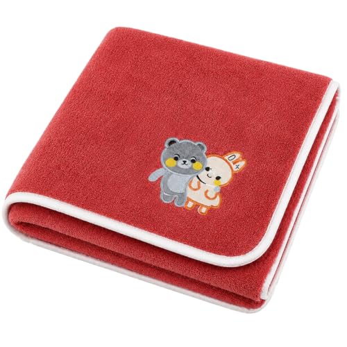 Image of MOM CARE Baby Kids Bath Towel 70x140 cm, Soft Microfiber, Quick Dry Red