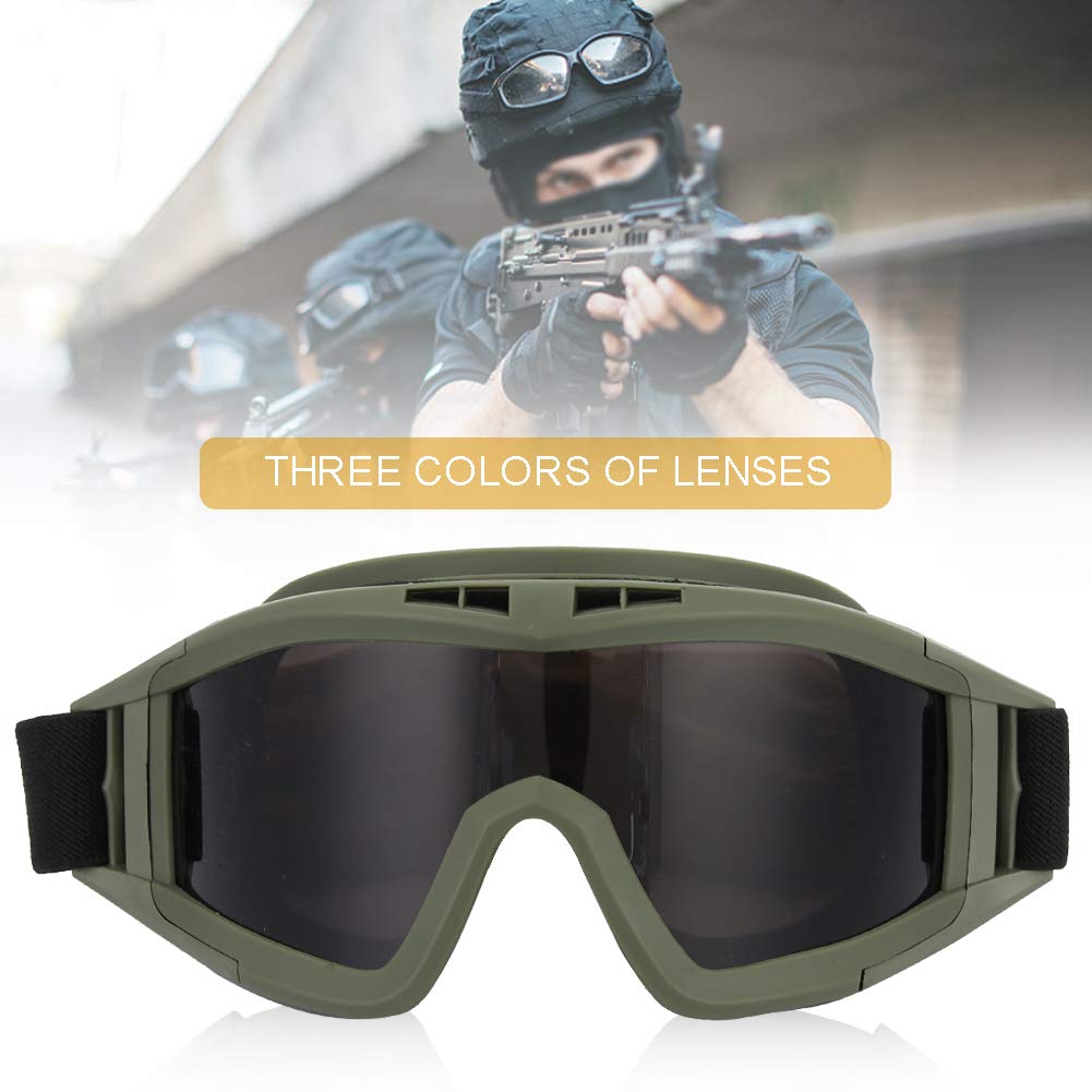 Occhiali Tattici Anti-polvere Anti-nebbia Occhiali Protettivi per Occhi con Obiettivo Intercambiabile per Ciclismo Guida Paintball Airsoft Ski(Verde Militare)