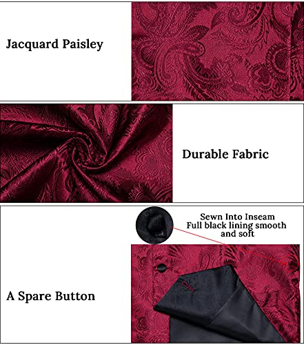 Image of DiBanGu Mens Paisley Vest Silk Sleeveless Suit Vest and Neck Tie Pocket Square Cufflinks Set for Wedding Formal
