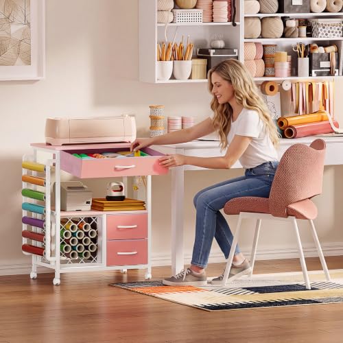 Image of Craft organization and storage Cart Compatible with Cricut Machine Stand