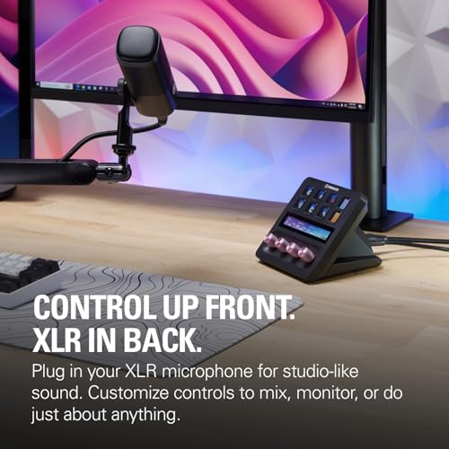 Elgato Stream Deck + XLR - Audio Mixer & Controller, Rear XLR-to-USB Mic Interface, Compatible with any Mic for Podcasting, Streaming, Content Creators, dials and LCD keys, PC/Mac
