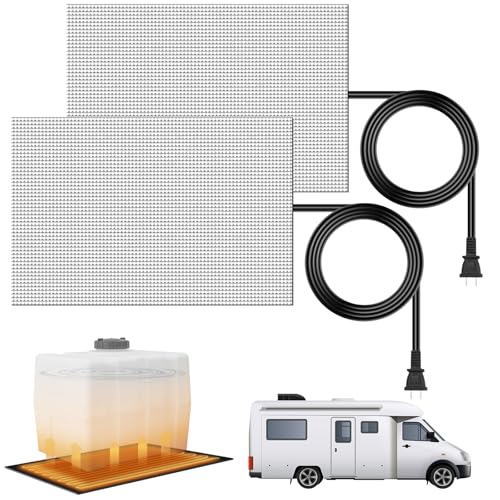 EZIRVLIFE RV Tank Heater Pad with Smart Thermostat Control 12x18 120V Heating Pad for 50 Gallon Black/Grey/Fresh Water Tanks Fast Heating Tank Heater Pad (2 Pack)