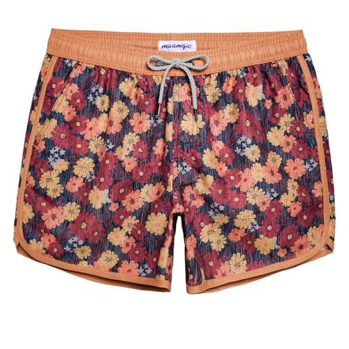 maamgic Mens Boys Short 80s 90s Vintage Swim Trunks with Mesh Lining Quick Dry Swim Suits Board Shorts