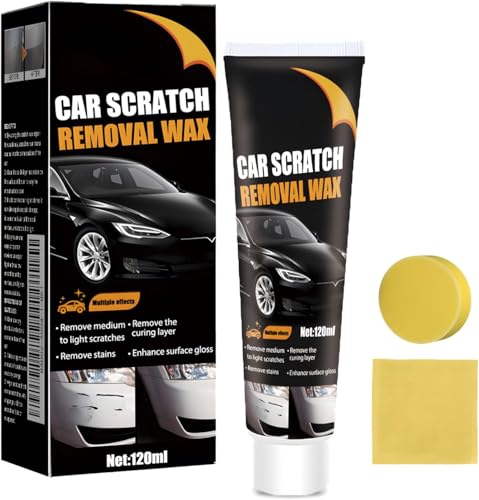 Cera para quitar rayones de auto, kit con esponja y paño miniatura 1