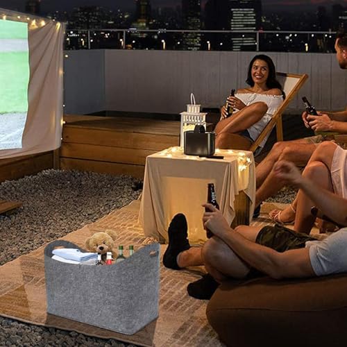 Contenedor de leña de fieltro y cesta de almacenamiento multiusos pack de 2 4