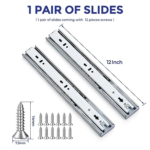 Image of Ravinte 10 Pairs 20 Pack Full Extension Ball Bearing Drawer Slides Soft Close Silver Drawer Rails Track 12 Inch Side Mount