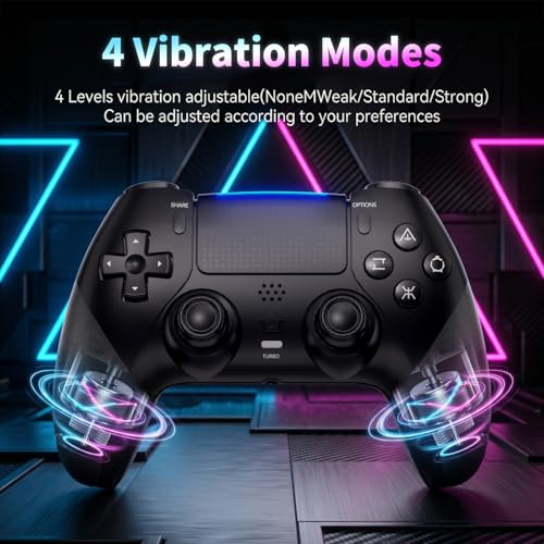 Image of SZDILONG Wireless Controller with Light for PS5 Pro /Slim,MAC,iOS,Steam,PC Windows /Android 10 and Above,Support Hall Sticks /Turbo /Programmable /Microphone /Dual Vibration, with 3.5mm Audio Jack, Black