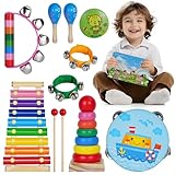 Kids Musical Instruments for Toddlers,Baby Musical Toys for Toddlers,Christmas Kids Gifts,First Birthday Gifts for Boys Girls,Kids Xylophone,Maracas for Baby,Wooden Instruments Toddler Toys with Bag