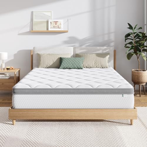 Novilla Queen Mattress, 12 Inch Hybrid Mattress Queen with Comfort Foam,Innerspring Pillow Top Mattresses in a Box, Pressure & Pain Relief, Soft Feel but Supportive