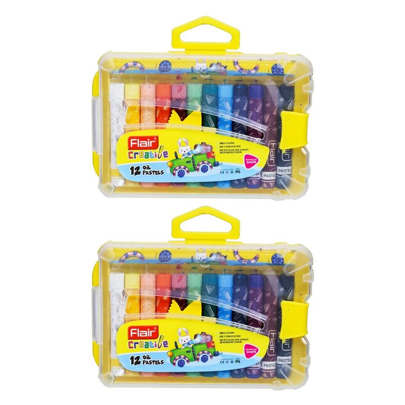 FLAIR Creative Series Colouring Oil Pastels Box Pack | Triangular Shaped Colour Pastels | Bright & Strong Colouring Kit | Non-Toxic Colouring Kit Safe for Children | Pack of 2 - Image 6 thumbnail