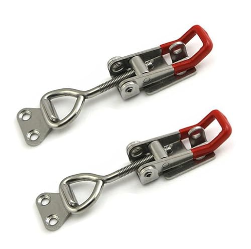 2PCS Adjustable Toggle Clamp, 102mm Toggle Latch Lockable, Stainless Steel Toggle Clamp for Box Drawer Cabinet