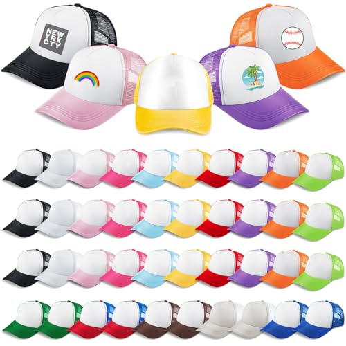 Image of 40 Pack Sublimation Blank Trucker Hat Bulk Wholesale Mesh Baseball Cap for Women Men DIY Hat Bar Party