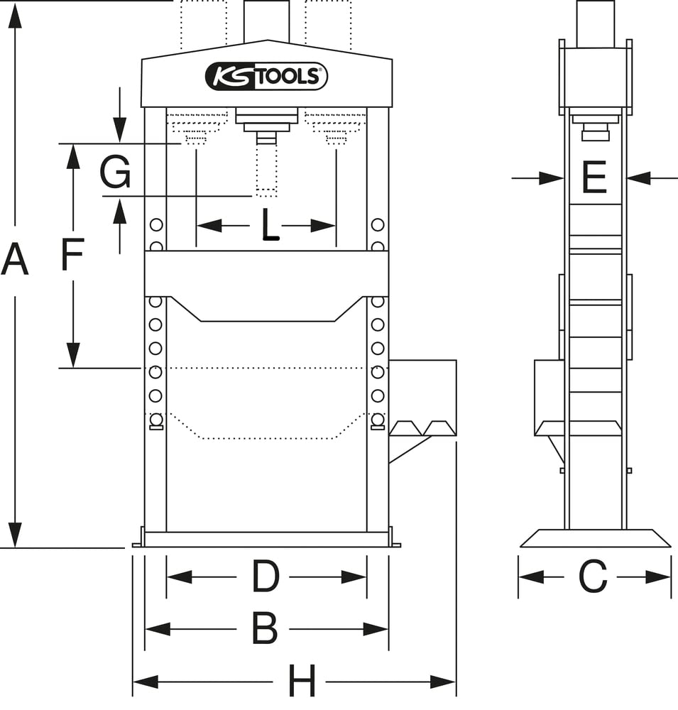 KS Tools - 160.0112 - Presse hydraulique d'établi - presse hydraulique 15 tonnes - Pompe hydraulique 2 vitesses