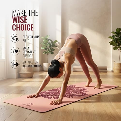 Image of Wiselife tpe Printed 6MM Yoga Mat + Yoga Strap For Men, Women, Kids|Anti-Slip Extra thick, long & Wide Exercise Sports Mat For Workout, Fitness, Yoga, Gym, Home & Pilates (Botanical)