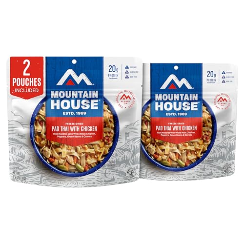 Image of Mountain House Gluten-Free Pad Thai with Chicken | Freeze-Dried Food for Camping, 4 Servings, 30-Year Shelf-Life, 2-Pack