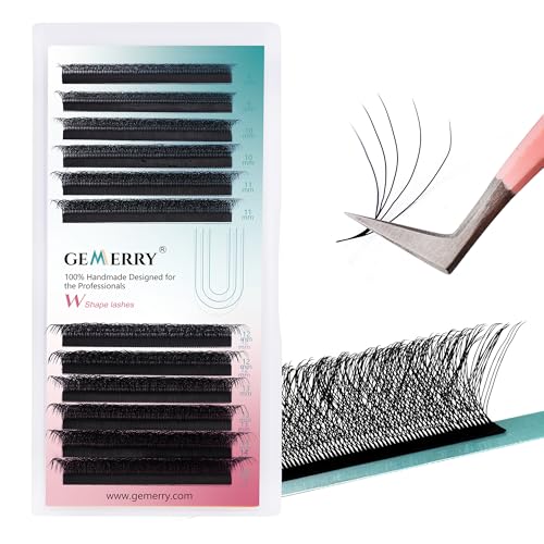 Extension Ciglia 5D 0,07mm Curvatura D Mix 8-14mm Premade Fan Ciglia W Forma Volume Russo Professional Naturali Individuali Gemerry Ciglia Finte(WV-0.07-d curl-mix 8-14mm)