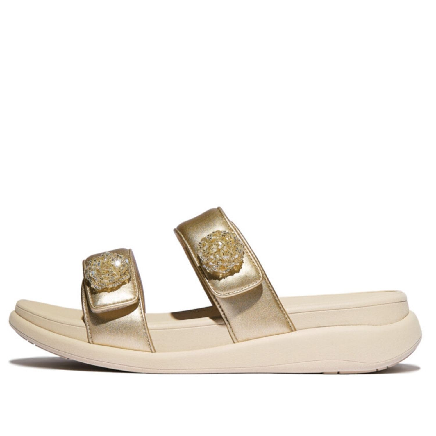Fitflop F-mode Go Beadie-button Adj. Flatform 2-bar Slides SandaliDonna