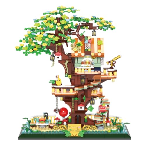 Image of SKY LINE OCEAN Funny Tree House Mini Blocks Building Set - 1130 Pieces Creative Architecture Construction Toy, STEM Educational Model for Kids & Adults | 6 Months Structural Warranty