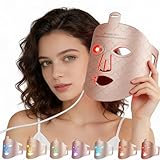 Warmforwel Maschera LED per viso e collo 8 colori – dispositivo di bellezza luce rossa e infrarossa, 944 LED, telecomando senza fili, timer, uso domestico