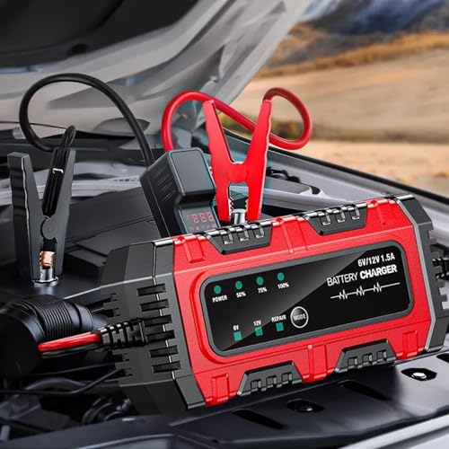 Mantenedor De Batería Cargador | Cargador de Batería de Goteo 1.5A 6V/12V para Automóvil - Automático Inteligente De Carga Y Mantenimiento | Reparación Y - imagen 2