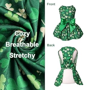 St. Patrick's Day Dog Green Dress for Small Dogs Girl,Four Leaf Outfits Skirt Dog,Puppy Dresses Clover Clothes,Pet Puppy Shirt,Yorkie Chihuahua Cat Clothes Costume with Bow Female(Green,M) St Patricks Day Dog Green Dress for Small Dogs GirlFour Leaf Outfits Skirt DogPuppy Dresses Clover ClothesPet Puppy ShirtYorkie Chihuahua Cat Clothes Costume with Bow FemaleGreenM
