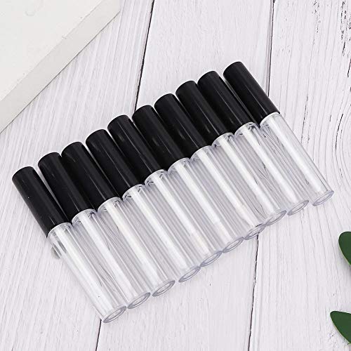 Jadpes Contenant de Bouteille Vide de Tube de Brillant à lèvres, Conteneurs de Tubes de Brillant à lèvres vides Transparents, 10pcs 1.5ml / pc Bouchon Noir Tube de Brillant à lèvres vid - Image 7