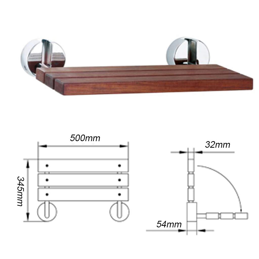 Asiento de Ducha Plegable Madera de Teca Banco de baño Taburete Montado en la Pared Asiento de bañera Base de Acero Inoxidable, Independencia y Estabilidad, para Ancianos discapacitados